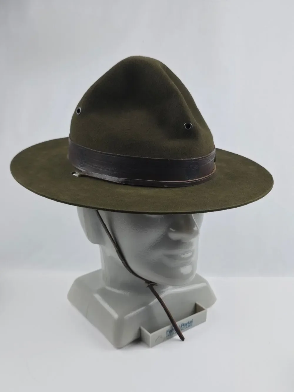 1970 Boy Scouts America BSA Campaign Hat 7 3/8 Drab Olive Champ Chin Strap